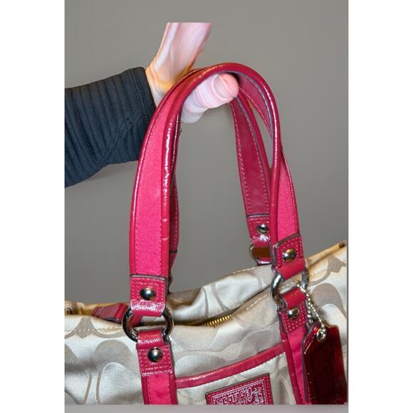 Coach Daisy Poppy Signature Red And Tan shoulder bag Y2K - Picture 9 of 16